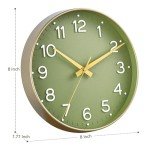 Green Silent Wall Clock - 8 Inch Modern Decor