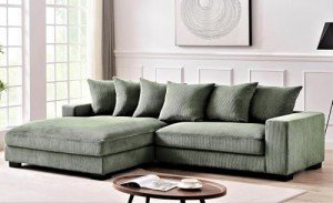 Dark Green Oversized L-Shaped Sectional Sofa Set