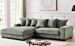 Dark Green Oversized L-Shaped Sectional Sofa Set