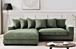 Dark Green Oversized L-Shaped Sectional Sofa Set