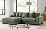 Dark Green Oversized L-Shaped Sectional Sofa Set