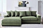 Dark Green Oversized L-Shaped Sectional Sofa Set