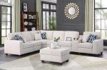 Beige L-Shaped Sectional Sofa with Ottoman & Pillows