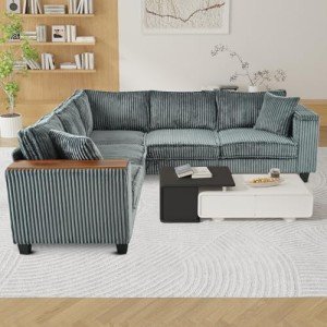 97” Modular Grey Sectional Sofa with Pillows