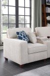 Beige L-Shaped Sectional Sofa with Ottoman & Pillows