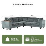 97” Modular Grey Sectional Sofa with Pillows