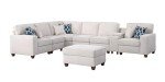 Beige L-Shaped Sectional Sofa with Ottoman & Pillows