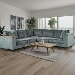 97” Modular Grey Sectional Sofa with Pillows