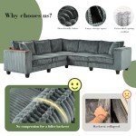 97” Modular Grey Sectional Sofa with Pillows