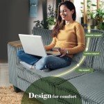 97” Modular Grey Sectional Sofa with Pillows