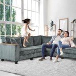 97” Modular Grey Sectional Sofa with Pillows