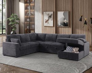 Plush U-Shaped Sleeper Sectional Sofa with Chaise