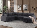 Plush U-Shaped Sleeper Sectional Sofa with Chaise