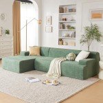 Green Chenille Modular Sectional Sofa for Living Room