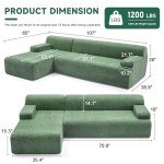 Green Chenille Modular Sectional Sofa for Living Room