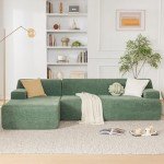 Green Chenille Modular Sectional Sofa for Living Room