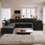 U-Shaped Modular Sectional Sofa Bed - Black