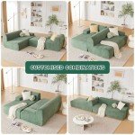 Green Chenille Modular Sectional Sofa for Living Room