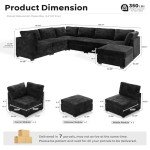 U-Shaped Modular Sectional Sofa Bed - Black