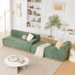 Green Chenille Modular Sectional Sofa for Living Room