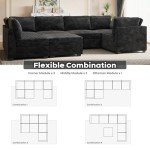 U-Shaped Modular Sectional Sofa Bed - Black