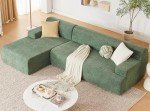 Green Chenille Modular Sectional Sofa for Living Room
