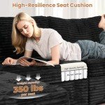 U-Shaped Modular Sectional Sofa Bed - Black