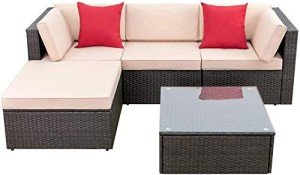 5-Piece All-Weather Wicker Patio Furniture Set