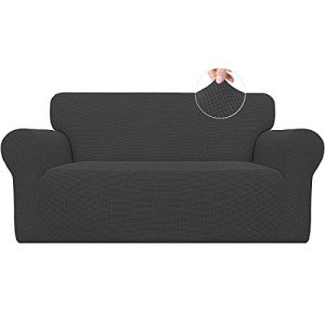 Stretch Loveseat Slipcover - Dark Gray Soft Protector