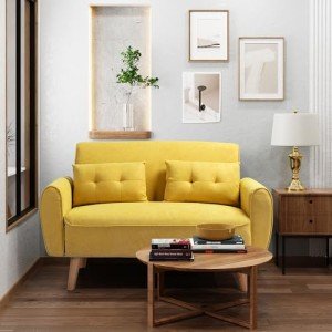 Shintenchi 47" Modern Loveseat Sofa with Pillows