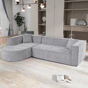 Modern L-Shape Sleeper Sofa with Cloud Design