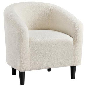 Ivory Boucle Barrel Chair for Living Spaces