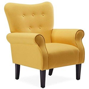 Citrine Yellow Modern Wingback Accent Chair