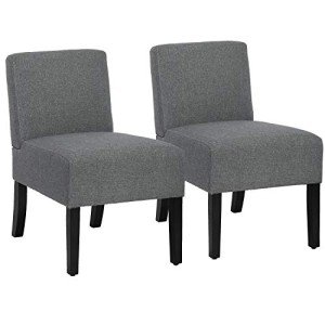 Set of 2 Grey Armless Dining Chairs
