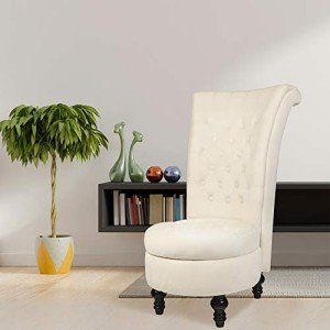 Cream Dutch Velvet High Back Accent Chair
