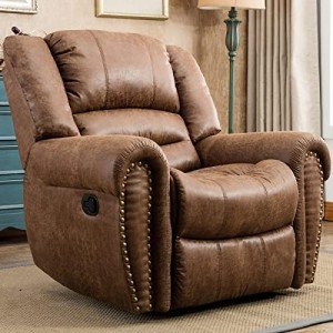 CANMOV Classic Leather Recliner Chair - Nut Brown