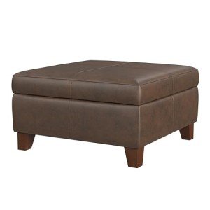 Large Brown Faux Leather Storage Ottoman for Home