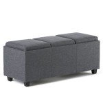 Avalon 42 Inch Rectangle Storage Ottoman in Slate Grey