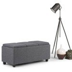 Avalon 42 Inch Rectangle Storage Ottoman in Slate Grey