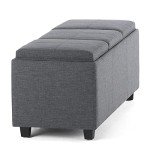 Avalon 42 Inch Rectangle Storage Ottoman in Slate Grey
