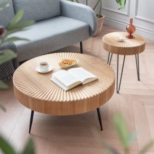 Modern Farmhouse 2-Piece Round Coffee Table Set