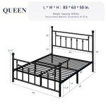 Queen Metal Platform Bed Frame with Vintage Design