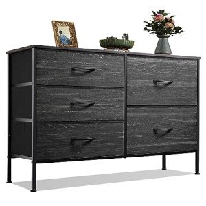 Charcoal Black 5-Drawer Fabric Dresser for Home