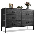 Charcoal Black 5-Drawer Fabric Dresser for Home