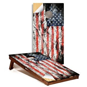Distressed American Flag Patriotic Cornhole Board