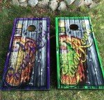 Patriotic Guns American Flag Cornhole Board Wrap