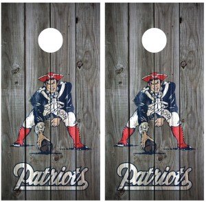 Patriots Vintage Wood Cornhole Board Decal Wrap