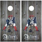 Patriots Vintage Wood Cornhole Board Decal Wrap