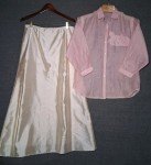 Pink Filipiniana Top & Cream Skirt Set - Medium
