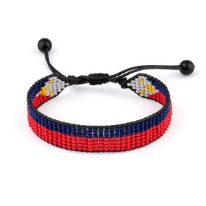 Philippines Flag Bracelet: Adjustable Unisex Boho Style